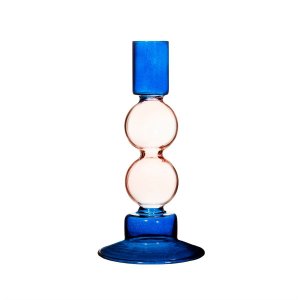 Kerzenhalter Glas Two Tone Bubble pink/blue