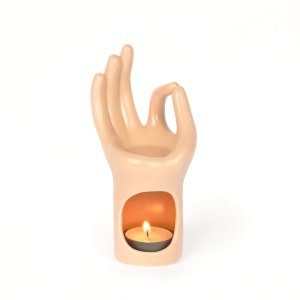 Om Meditationshand Kerzenhalter
