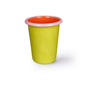 Emaille Becher Colorama chartreuse/coral
