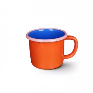 Emaille Tasse Colorama coral/electric blue
