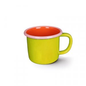 Emaille Tasse Colorama chartreuse/coral