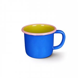 Emaille Tasse Colorama electric blue/chartreuse