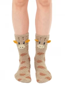 Fuzzy Crew Socks Giraffe