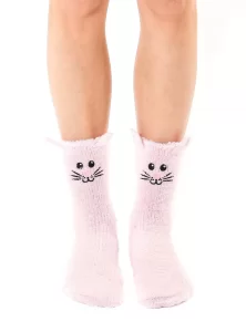 Fuzzy Crew Socks Pink Bunny