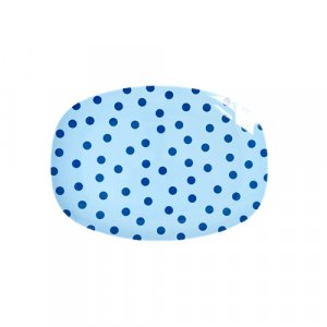Melamin Tablett klein blau mit dunkelblauen Punkten