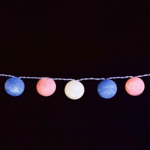 LED Feenlichter 20 BÃ¤lle Stoffoptik Baby blue