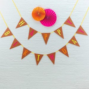 Happy Birthday Wimpel-Girlande Neon