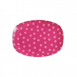 Melamin Tablett klein pink mit rosa Punkten