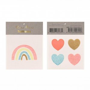 Tattoo Rainbow & Hearts Glitter