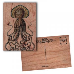 Holzkarte Octopus
