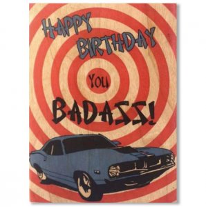 Holzkarte Happy Birthday Badass