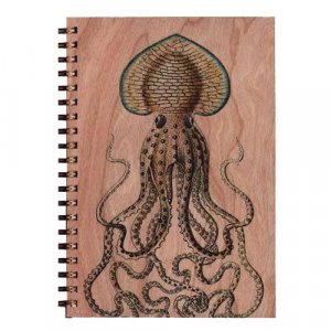 Notizbuch Holz Octopus L