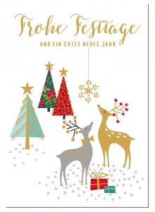 Weihnachtskarte Rentier Frohe Festtage und ein gutes neues Jahr