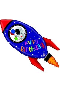 Folienballon Rakete Happy Birthday