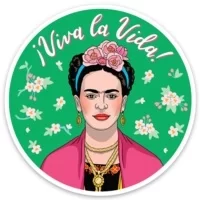 The Found Vinyl Sticker Frida with Pink Florals