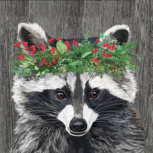 Serviette Winter Berry Raccoon